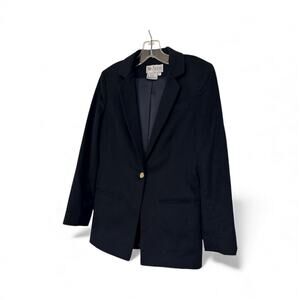 WORTH NEW YORK BLACK GOLD BUTTON CASHMERE BLEND BLAZER SZ 2